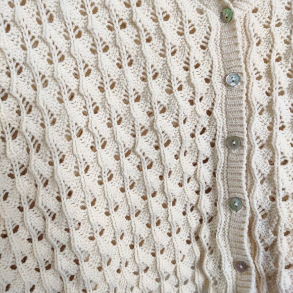 Zara Open Knit Textured Cream Cardigan NWOT sz M - Picture 10 of 13